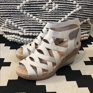 Dansko Cream Strappy Wedge Sandals